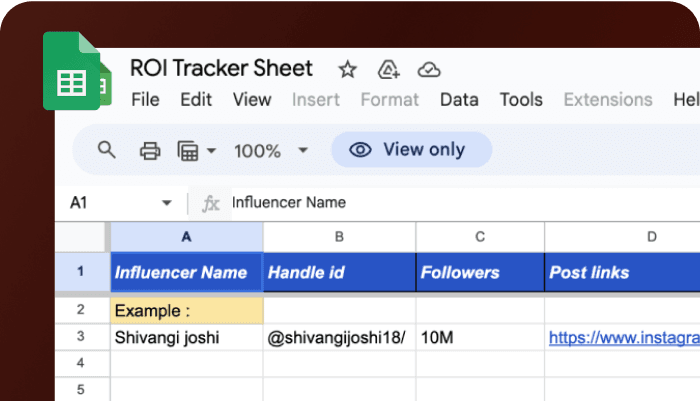 Influencer Marketing ROI Tracker Template