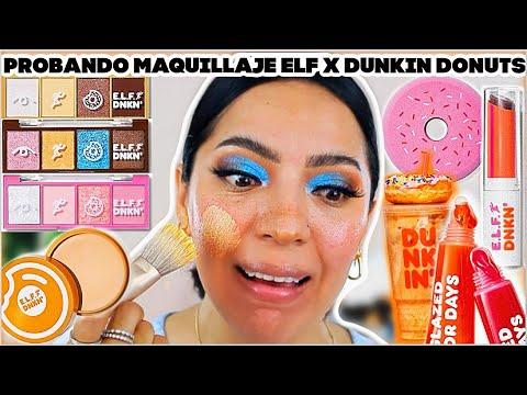 PROBANDO MAQUILLAJE ELF X DUNKIN DONUTS SOMBRAS, ESPONJA, BROCHAS, PREBASE♥BeautybyNena