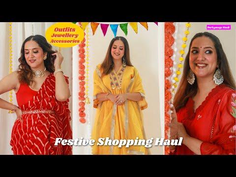 Festive Shopping Haul | Suits Sarees Jewellery Hair Accessories n more | Perkymegs Hindi