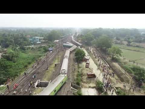 Drone shot video of the Balasore Bahanaga Accident Site  #TrainMishap #BalasoreTrainAccident #Odisha