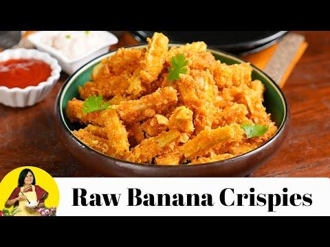 Raw Banana crispies | raw banana fritters | Jain raw banana nuggets | Plantain crisps