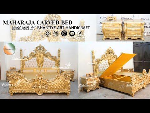 MAHARAJA CARVED BED DESIGN BY BHARTIYE ART HANDICRAFT #wooden #carved #maharaja #bed #teakwood