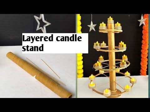 How to make a five layered candle stand using cardboard roll