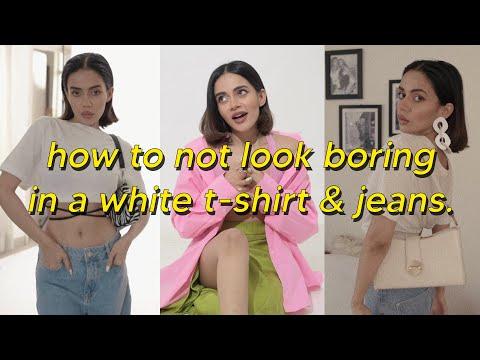 recipe to not look boring in a white t-shirt & jeans. | Komal Pandey