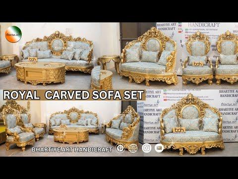 ROYAL CARVED SOFA SET // MFD.BY BHARTIYE ART HANDICRAFT #carved #sofaset #teakwood #royalfurniture