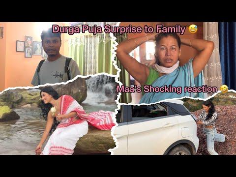 Durga Puja me family ko diya surprise ❤️|| Sudden visit to Assam || Durga puja photoshoot ||