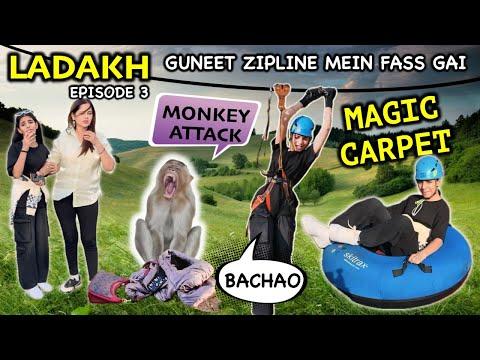 Monkey Ne Attack Kar Diya 😱 Guneet Zipline Main Fass Gai | SkyView Patnitop | Delhi to Leh | Ep. 3