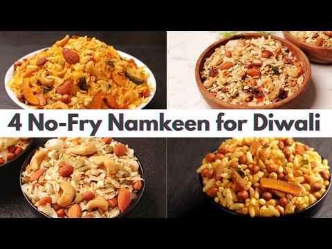 4 No-Fry Diwali Namkeen Recipes in 20 Minutes | 4 Quick & Easy Diwali Snacks Recipes