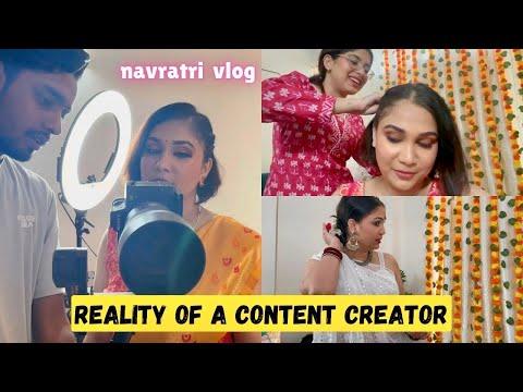 Reality of content creation | Follow me - A chaotic shoot week| Navratri Week Shoot Vlog