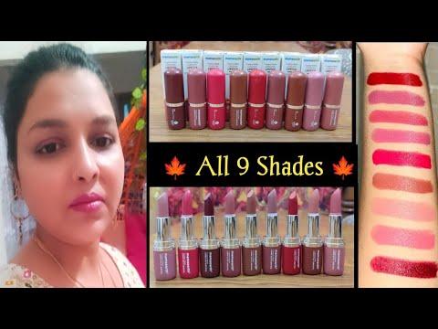 All 9 Shades 🍁 New Mamaearth Matte Creamy Long Stay Lipstics । Review & Swatches